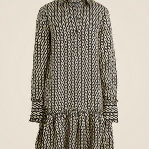 J. Crew Black and White Patterned Long Sleeve Dress